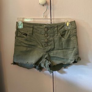 Green denim shorts